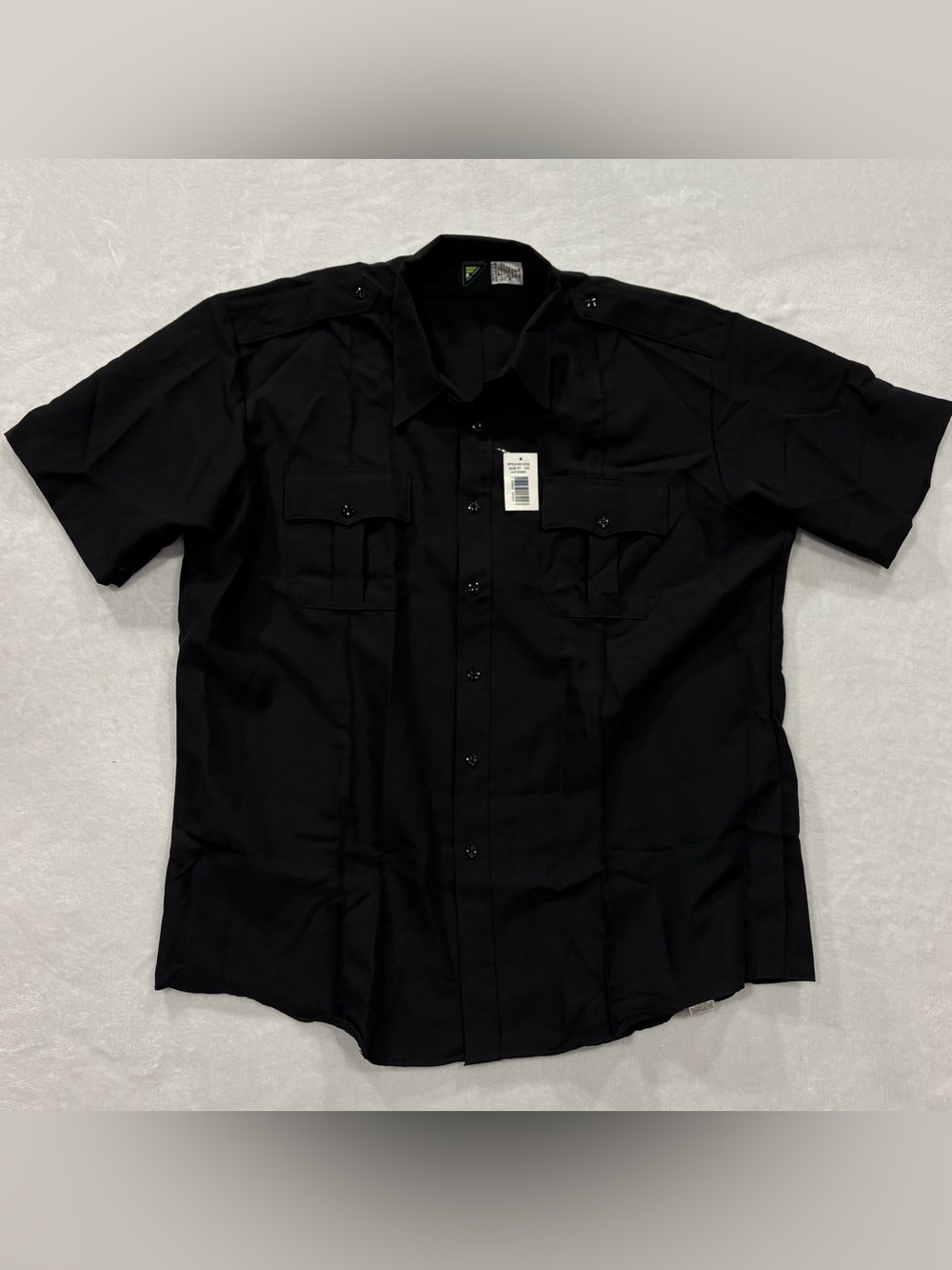 The Force Sentry Plus Black Short Sleeve Button+Zip Uniform Shirt Mens Size 18.5